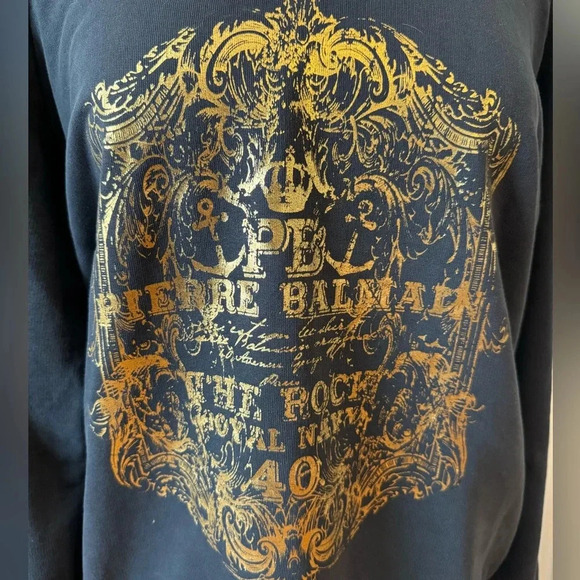 Balmain Paris The Rock Baroque Metallic-Print Sweatshirt, Blue 50 Size Large Men - Picture 2 of 13